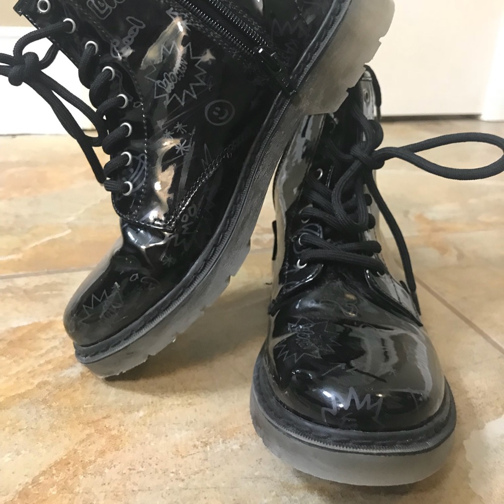 Zara kids patent combat boots size 36